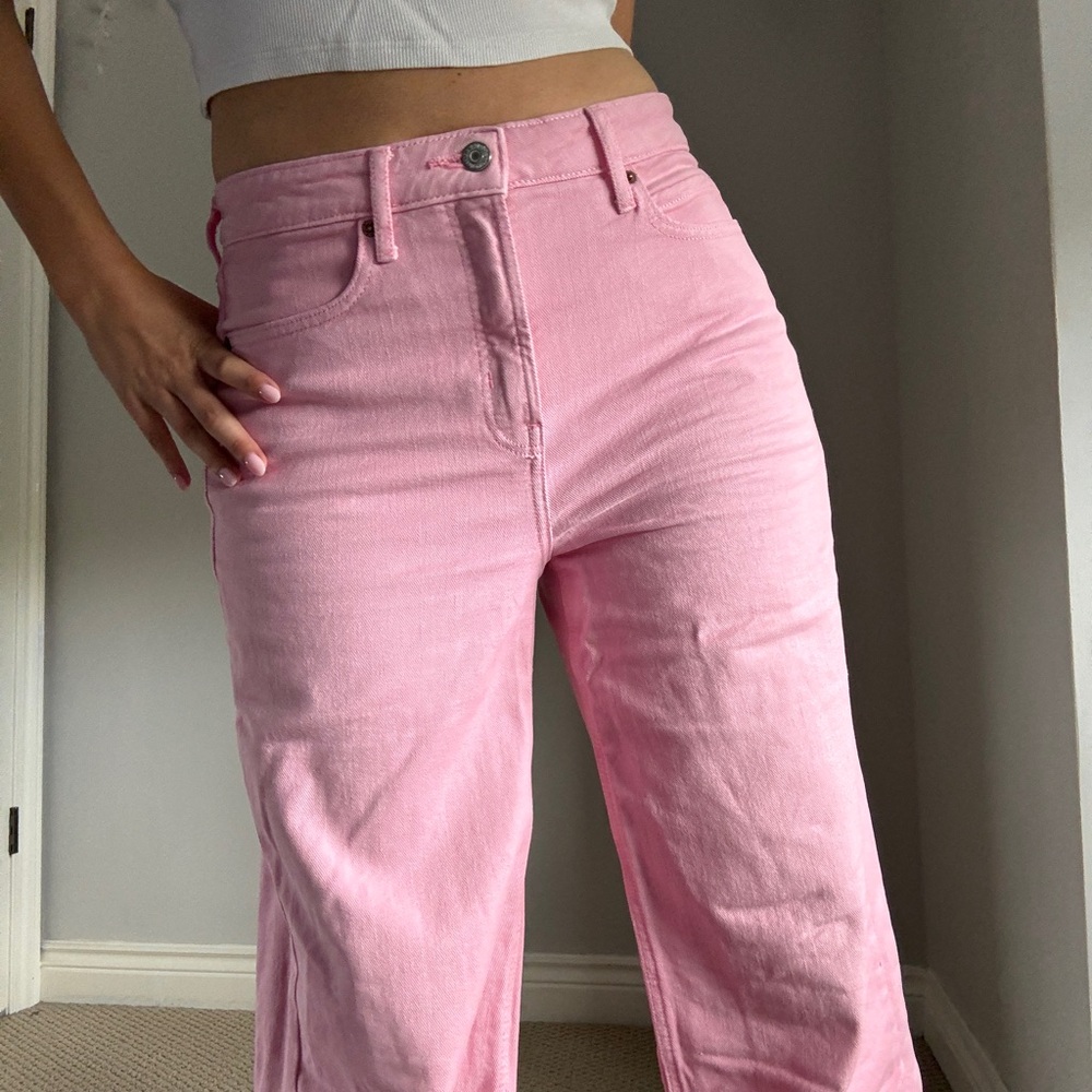 Old Navy High Waisted Pink Wide Leg Jeans